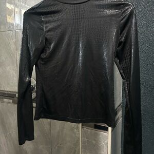 Black Long Sleeve Textured Top